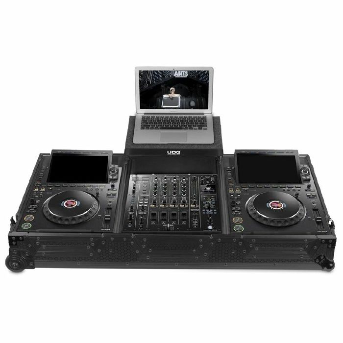 UDG Ultimate AlphaTheta CDJ-3000X/Pioneer DJ DJM-A9 Flight Case Set Plus Laptop Shelf & Wheels