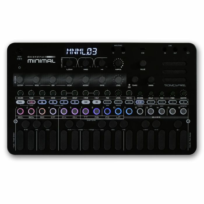 Sonicware Deconstruct MINIMAL Drum Machine with Sampler & Bass Synthesiser