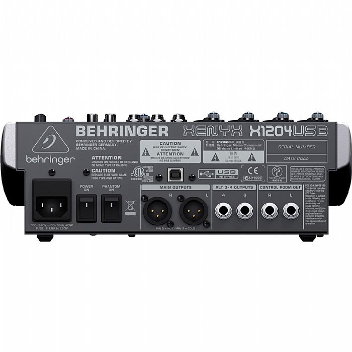 Behringer X1204 USB Xenyx Premium 12 Input 2/2 Bus Mixer + Tracktion 4 Audio Production Software