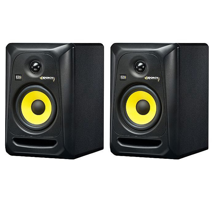KRK Rokit RP5 G3 Active Studio Monitor Speakers (pair, black with yellow cones)