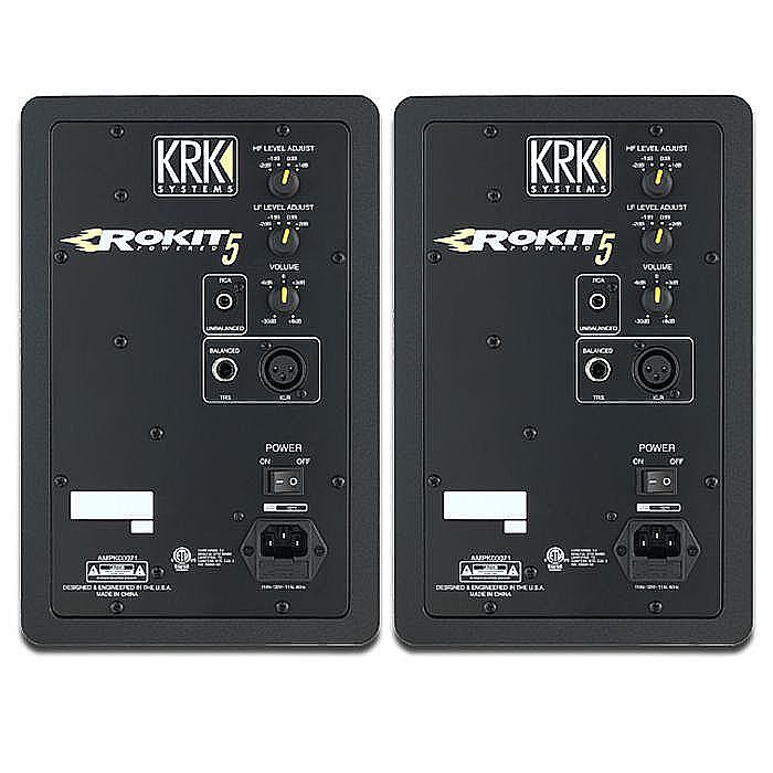 KRK Rokit RP5 G3 Active Studio Monitor Speakers (pair, black with yellow cones)