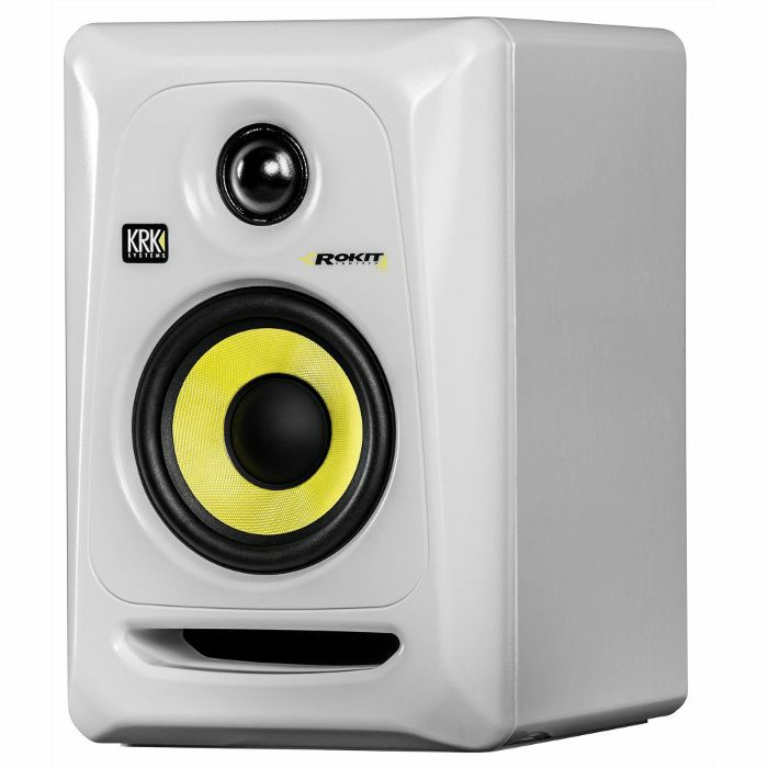 KRK Rokit RP4 G3 Active Studio Monitor Speaker (single, white with yellow cone)