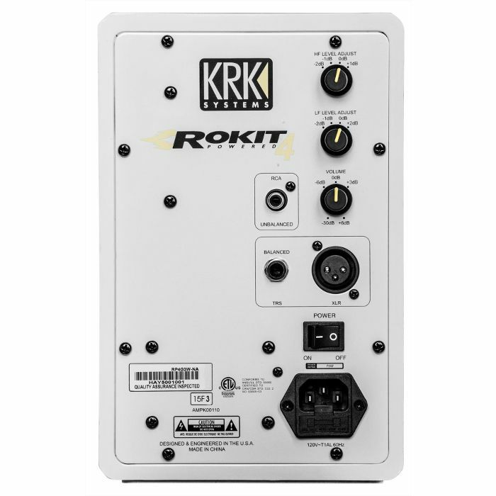 KRK Rokit RP4 G3 Active Studio Monitor Speaker (single, white with yellow cone)