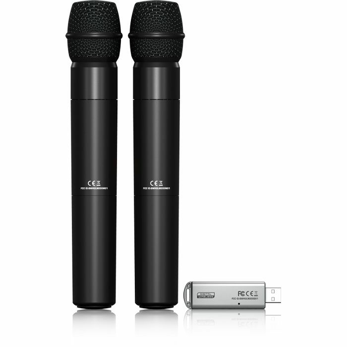 Behringer Ultralink ULM202 USB High Performance 2.4 GHz Digital Wireless System With 2 Handheld Microphones & Dual Mode USB Receiver