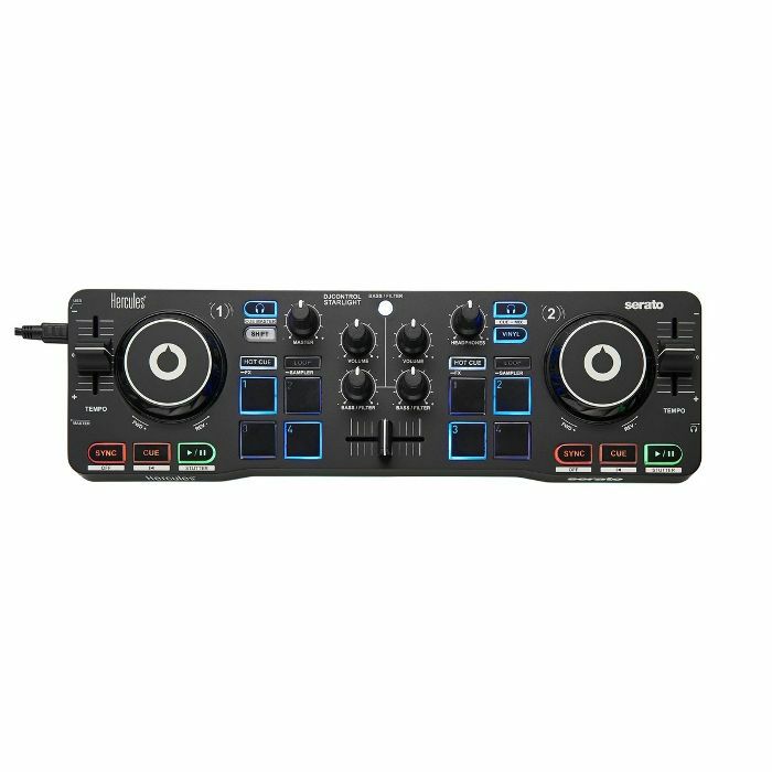 Hercules DJControl Starlight 2-Deck DJ Controller With Serato DJ Lite & DJuced DJ Software (black)